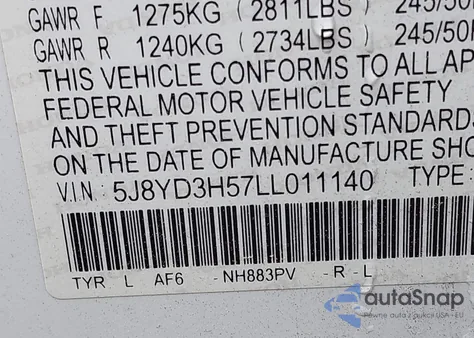 2020 Acura Mdx Technology Package z USA, uszkodzony, nr VIN 5J8YD3H57LL011140